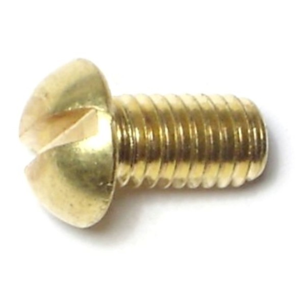 Midwest Fastener #10-32 x 3/8 in Slotted Round Machine Screw, Plain Brass, 30 PK 61451